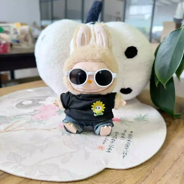 15 17cm Labubu doll clothes set featuring sunflower embroidery