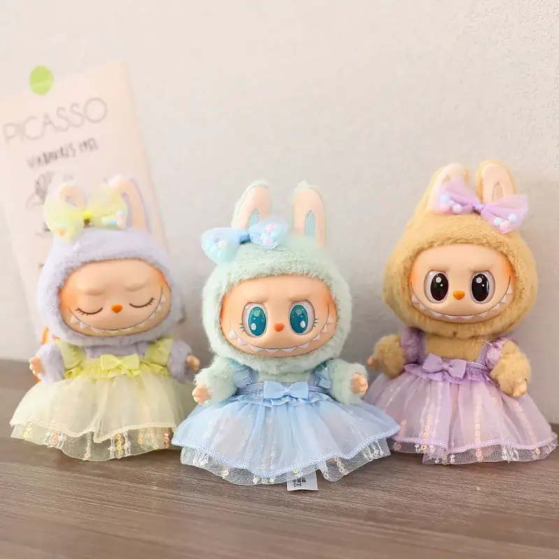 15 17cm labubu doll bunny costume soft cloth material