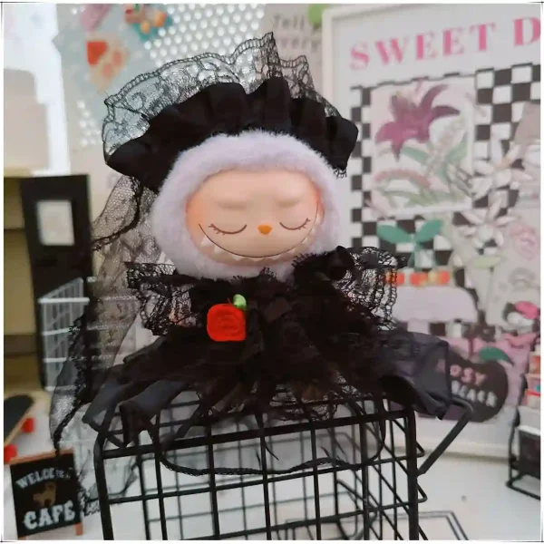 15 17cm labubu doll gothic wedding dress costume