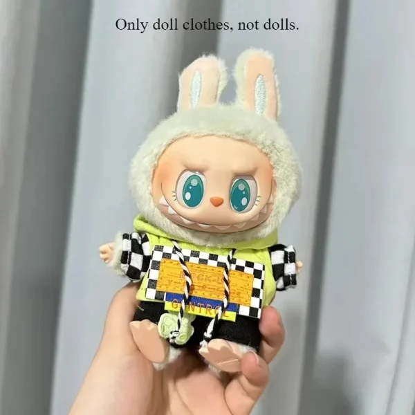 15 17cm labubu doll hoodie outfit with contrasting accents