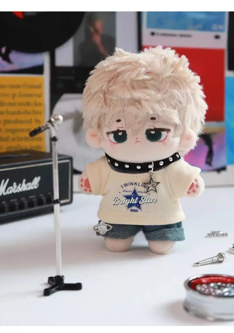 15 17cm labubu doll jeans shirt necklace accessory set