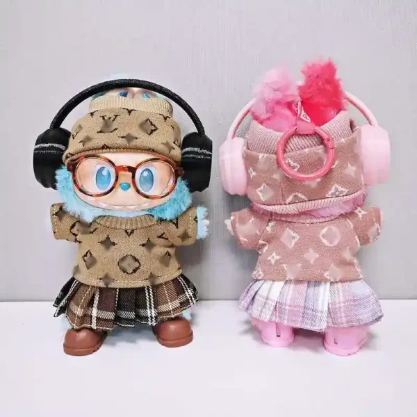 15 17cm labubu doll leopard print dress outfit for v1 v2 v3 dolls