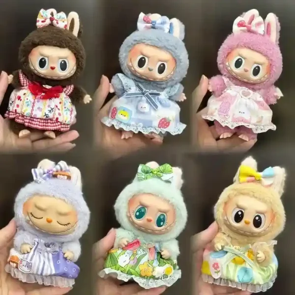15 17cm labubu doll outfit bunny overalls pastel colours