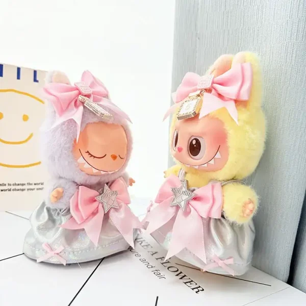 15 17cm labubu doll pink bow dress with star charm