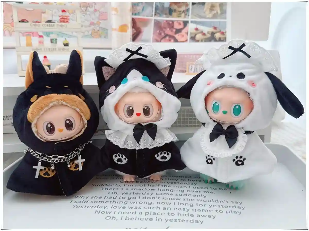 15 17cm labubu v1 v2 v3 doll compatible plush animal clothes