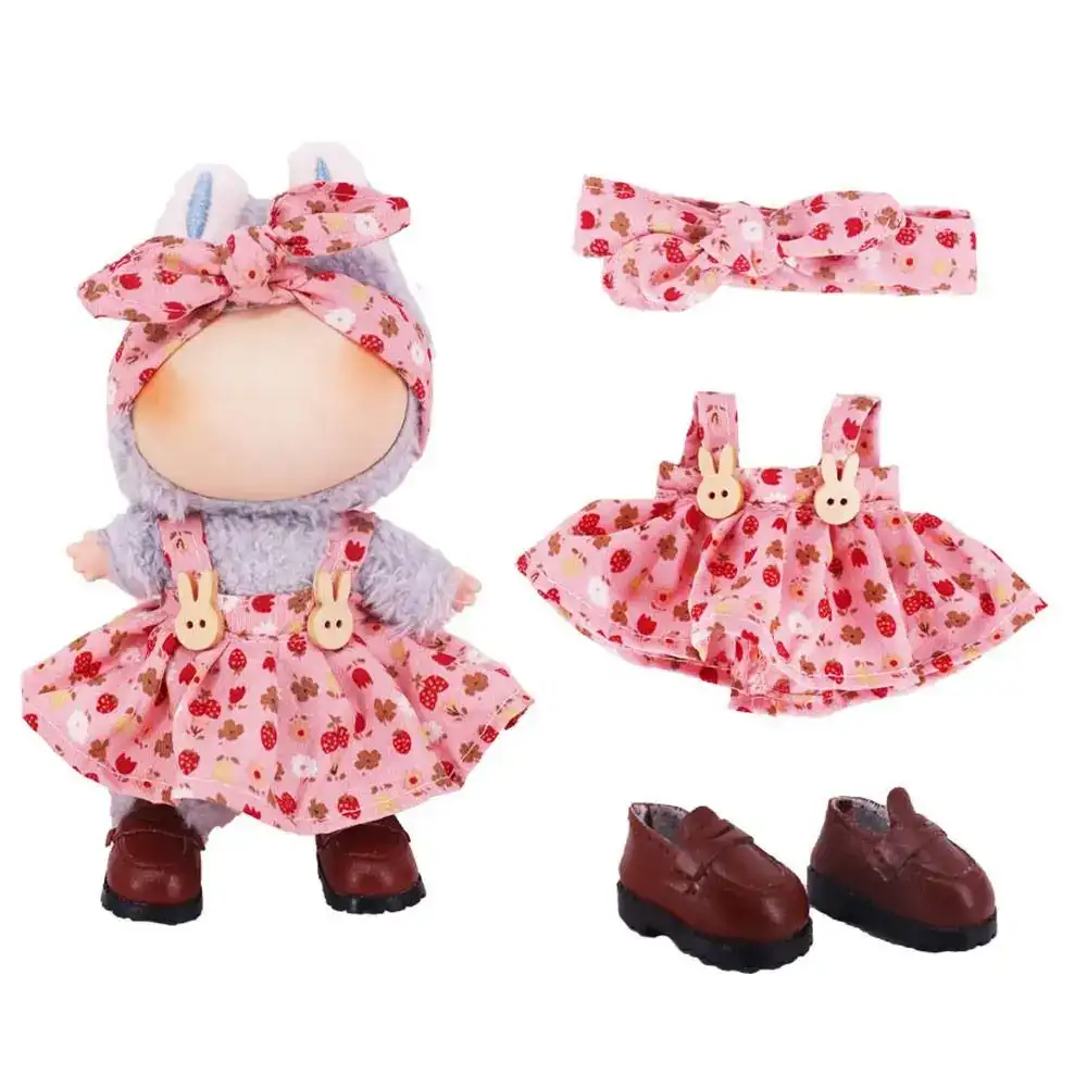 15 20cm labubu doll clothes suspender dress and headband
