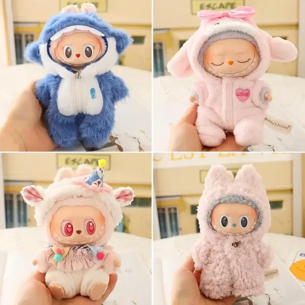 15cm 17cm labubu doll clothes bunny outfit with bear accessory
