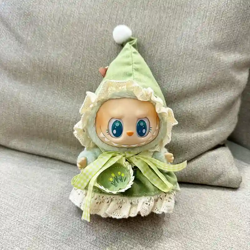 15cm 17cm labubu doll clothes set pink green korean style