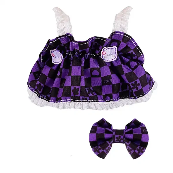 15cm 17cm labubu doll plaid sundress outfit high quality fabric
