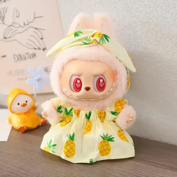15cm labubu doll bunny costume set with flower details