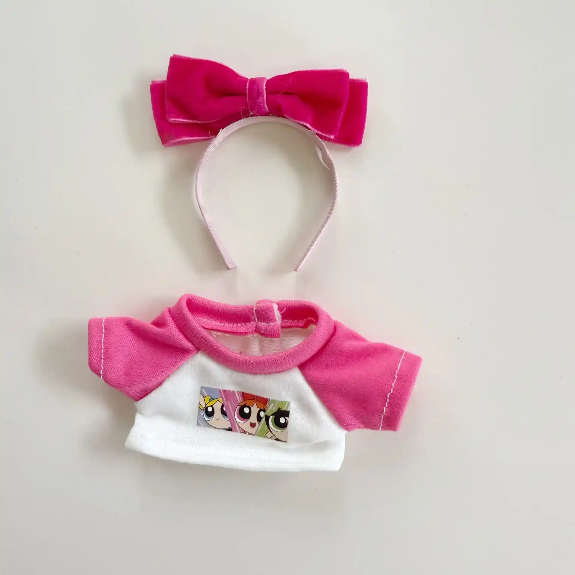 17cm Labubu Doll Powerpuff Girls Shirt Casual Outfit Set
