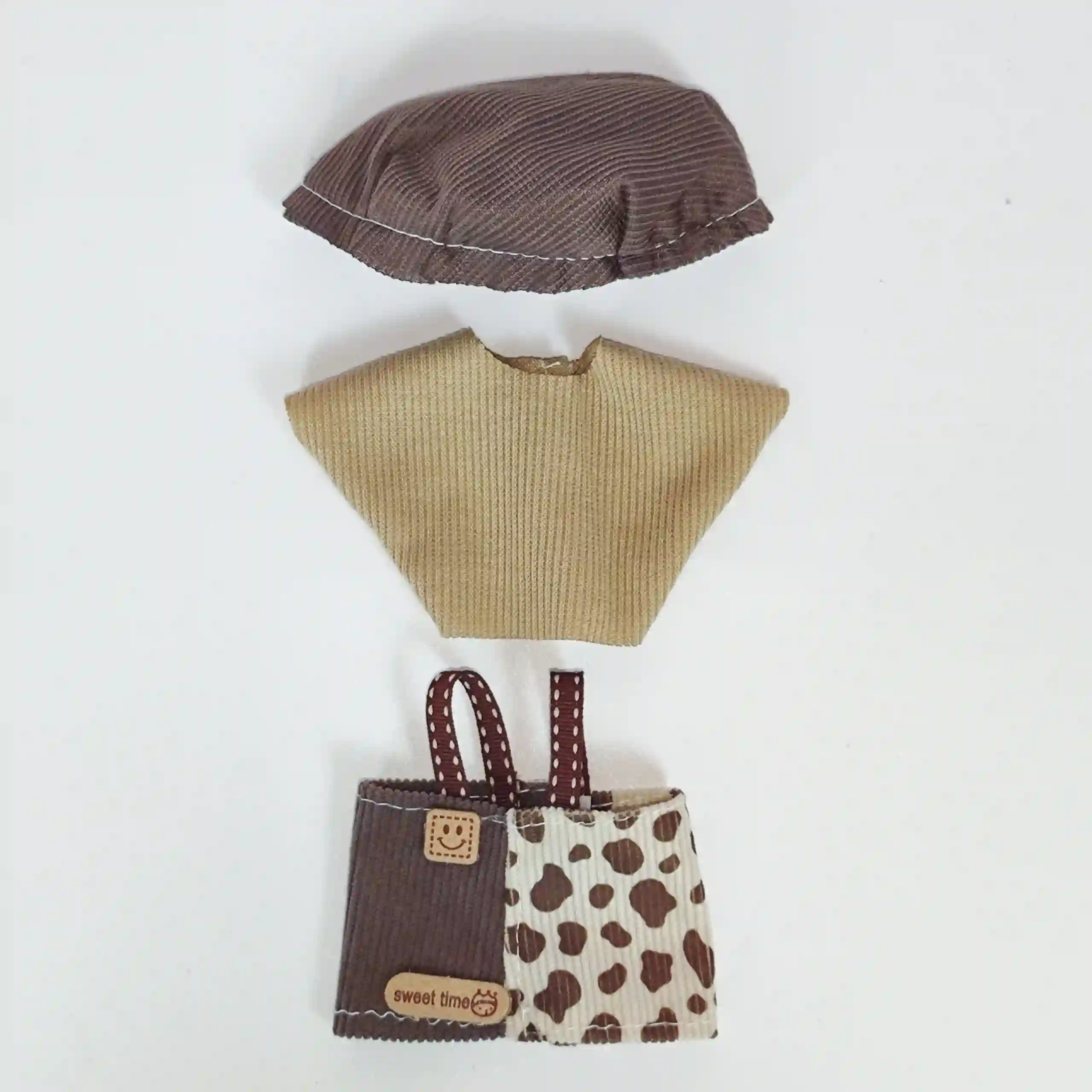 17cm Labubu brown corduroy outfit set gift for collectors