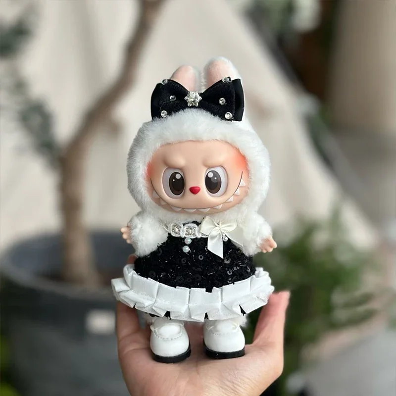 17cm Labubu doll accessories bunny themed ensemble