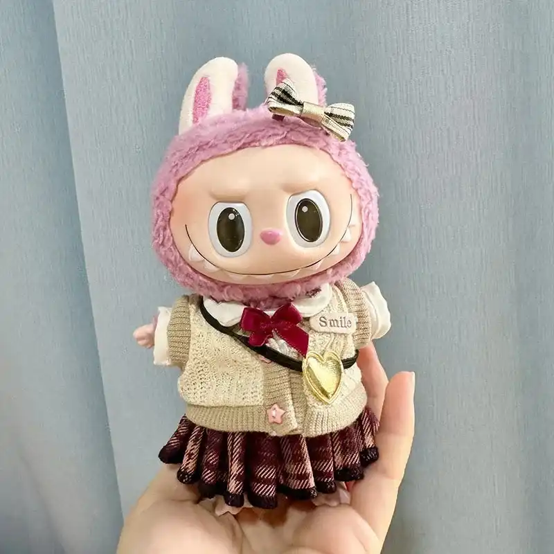 17cm Labubu doll accessory set bow and heart pendant