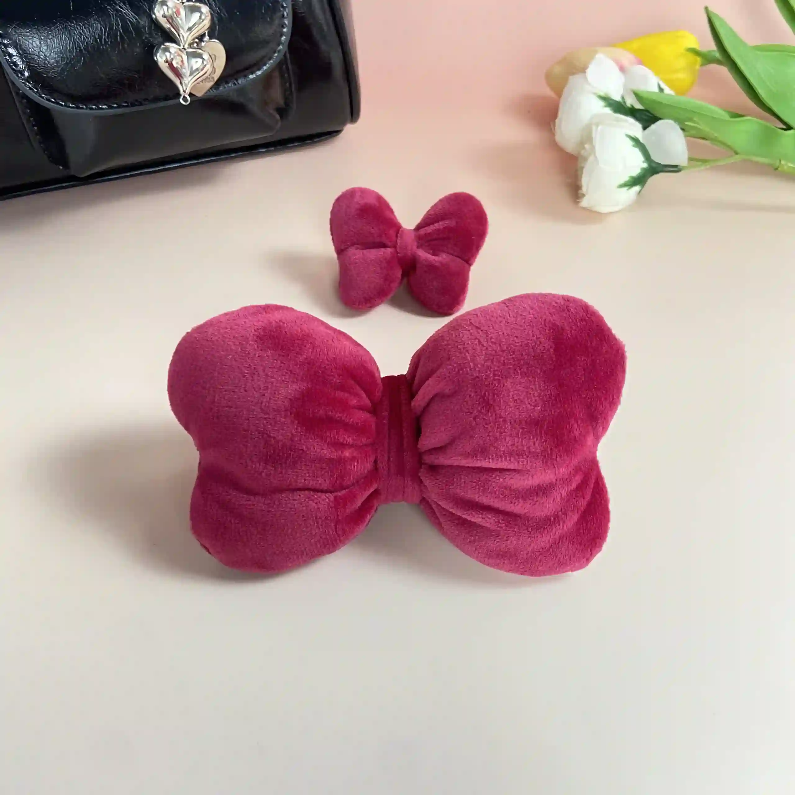 17cm Labubu doll accessory set yellow velvet bows for dress