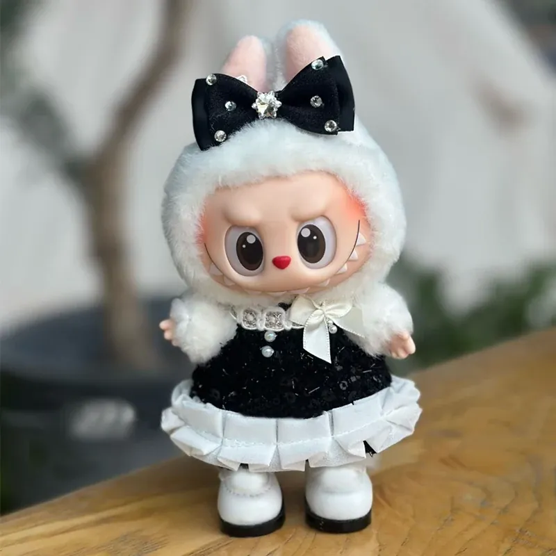 17cm Labubu doll black sequin bunny dress outfit