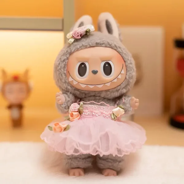 17cm Labubu doll bunny costume strap shoes included