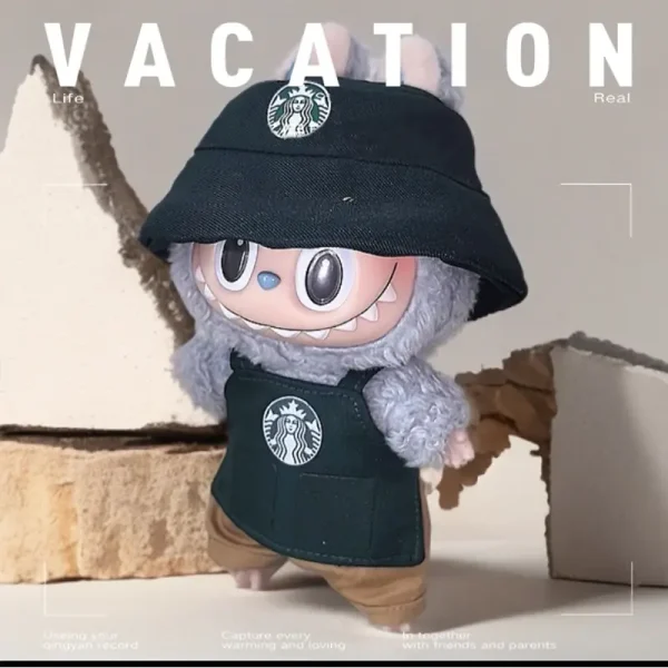 17cm Labubu doll cafe outfit with embroidered logo