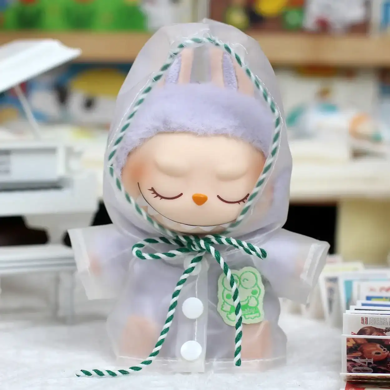 17cm Labubu doll clear raincoat outfit with hood