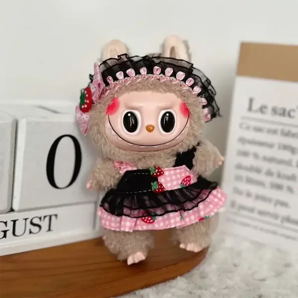 17cm Labubu doll clothes accessories teddy bear charm included
