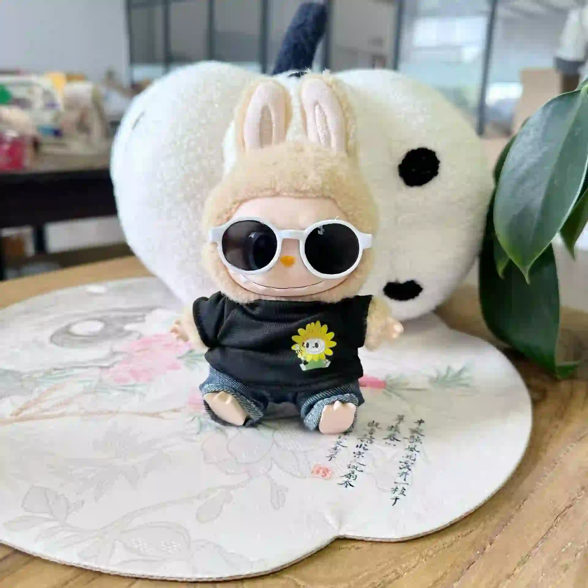 17cm Labubu doll clothes black shirt jeans outfit accessories