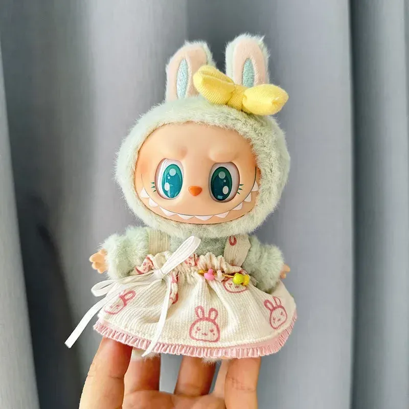 17cm Labubu doll clothes bunny costume sitting pose