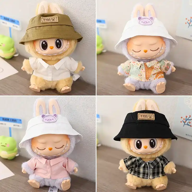 17cm Labubu doll clothes bunny hat set for home use