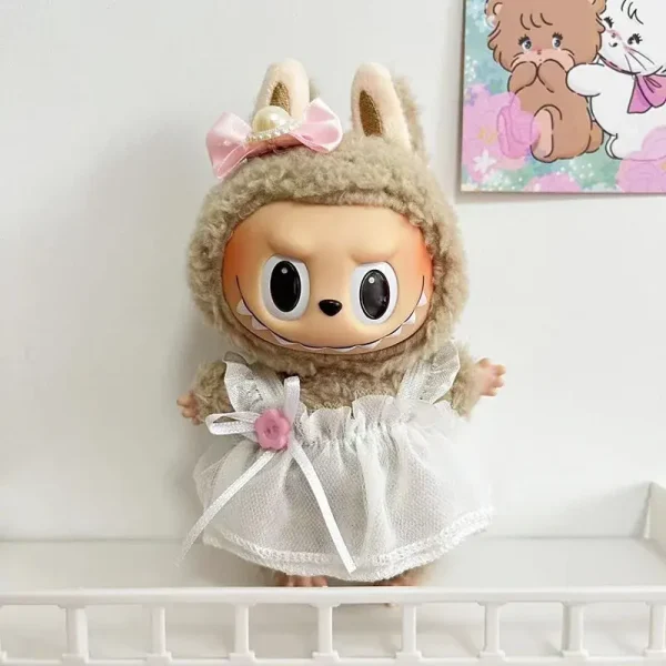 17cm Labubu doll clothes bunny outfit summer cool set