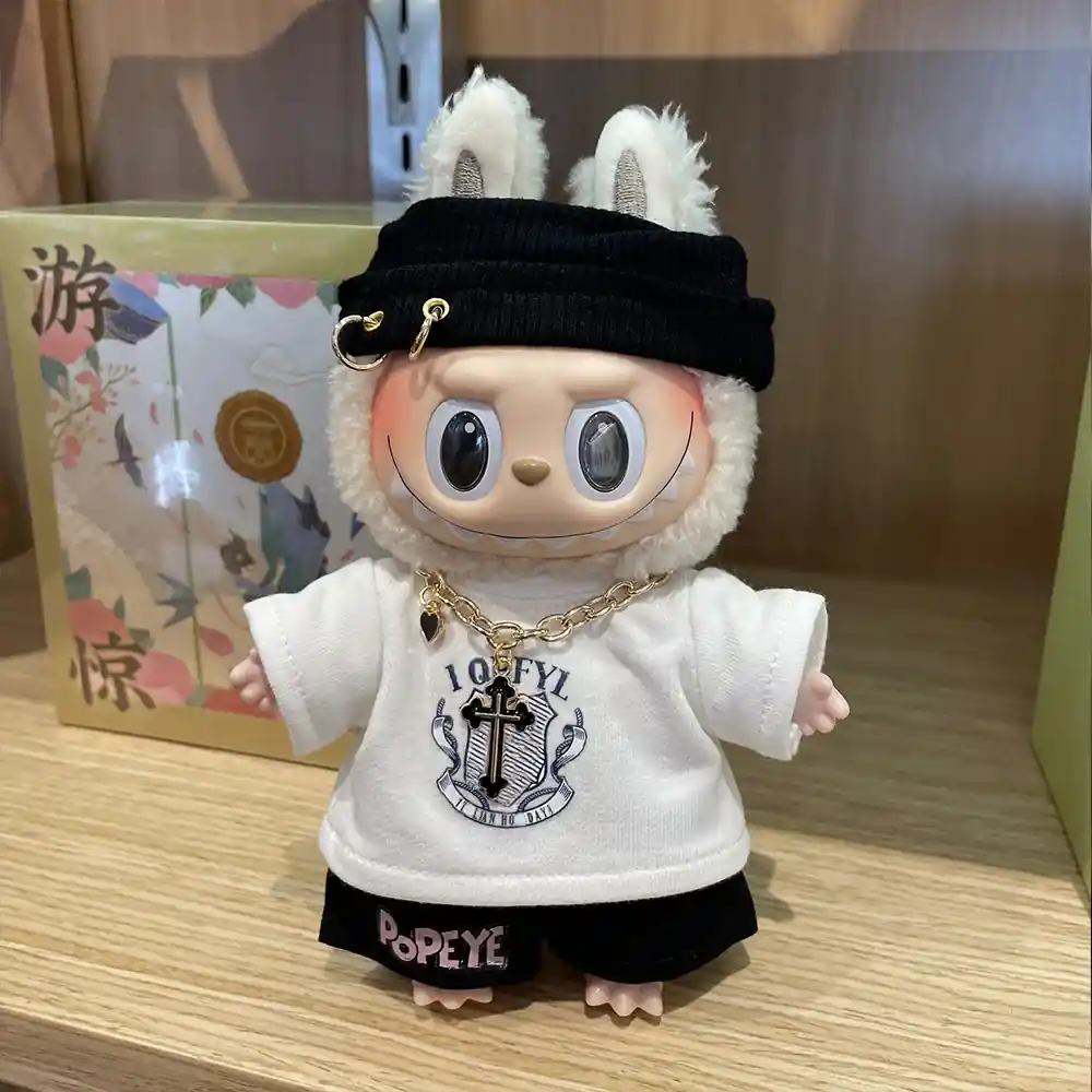17cm Labubu doll clothes outfit accessories streetwear style