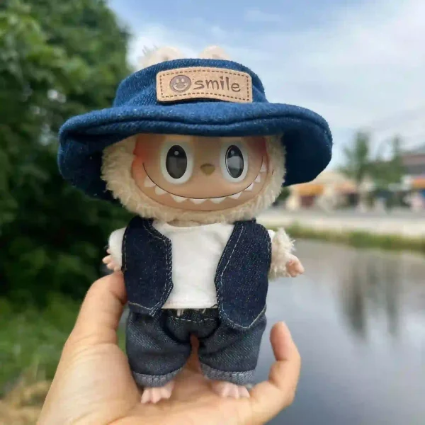 17cm Labubu doll clothes perfect fit denim outfit set