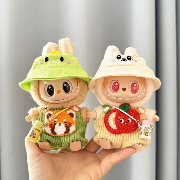 17cm Labubu doll clothes set light green and orange accents