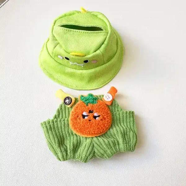 17cm Labubu doll clothing set bunny hat and overalls combo