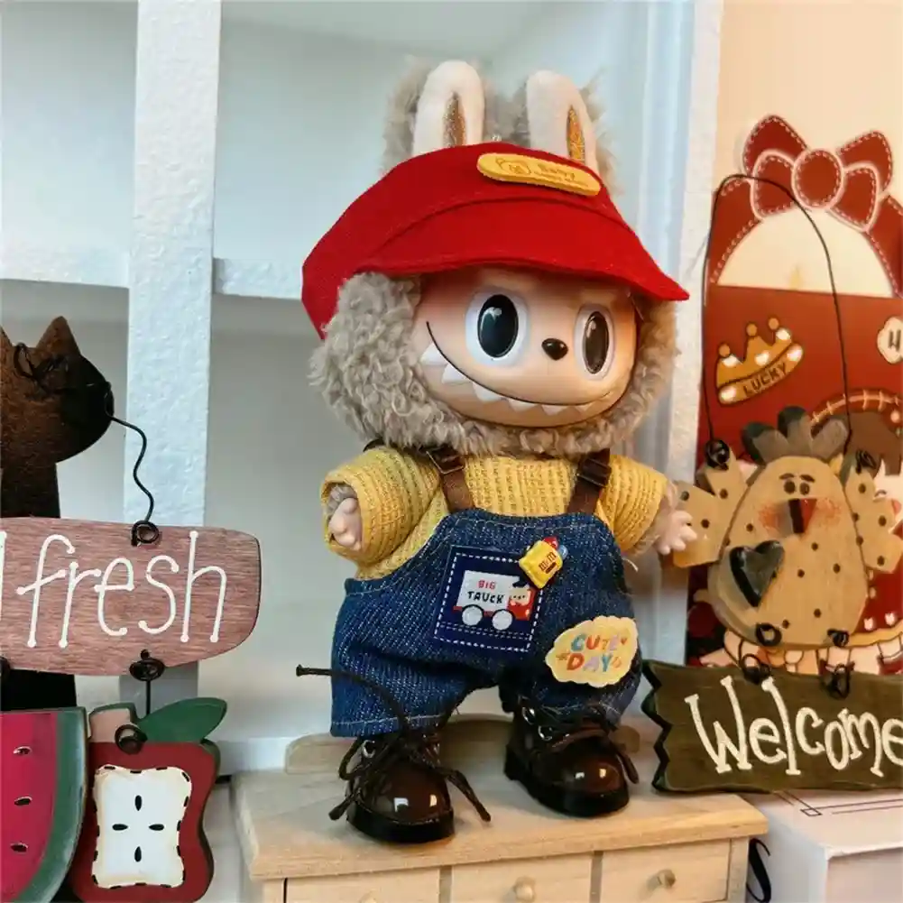 17cm Labubu doll clothing set including hat and shoes accessories