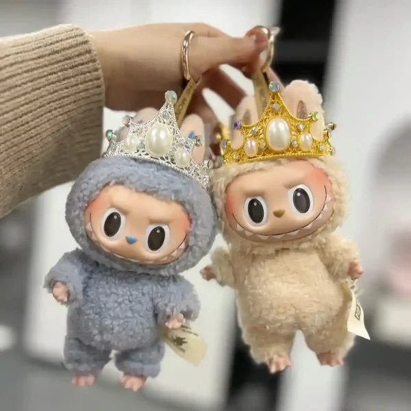 17cm Labubu doll crown accessory gold faux pearl embellishment