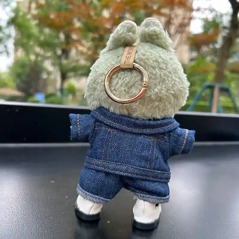 17cm Labubu doll denim clothing set easy to dress and undress