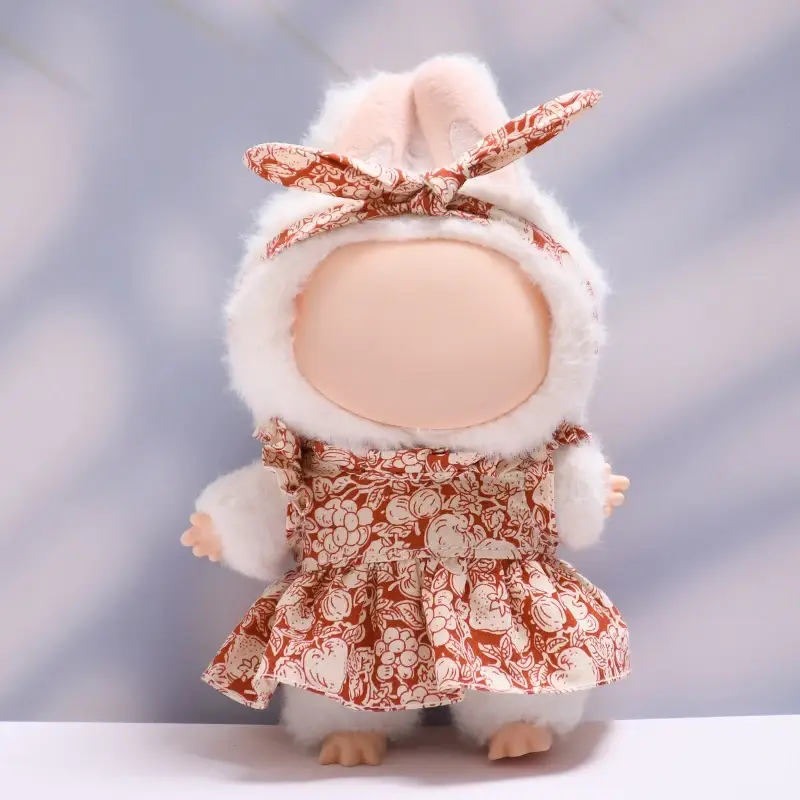 17cm Labubu doll fruit print dress outfit set