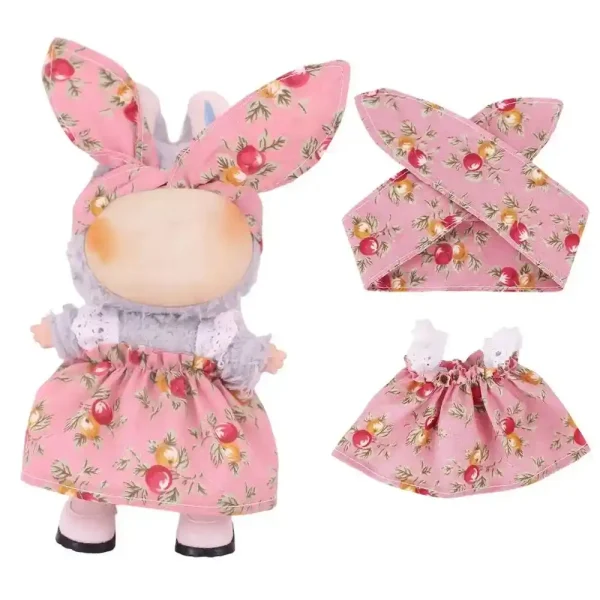 17cm Labubu doll holiday gift floral bunny outfit