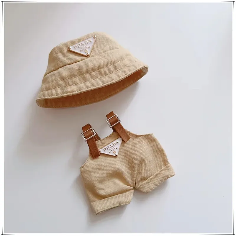 17cm Labubu doll outfit set bucket hat and overalls