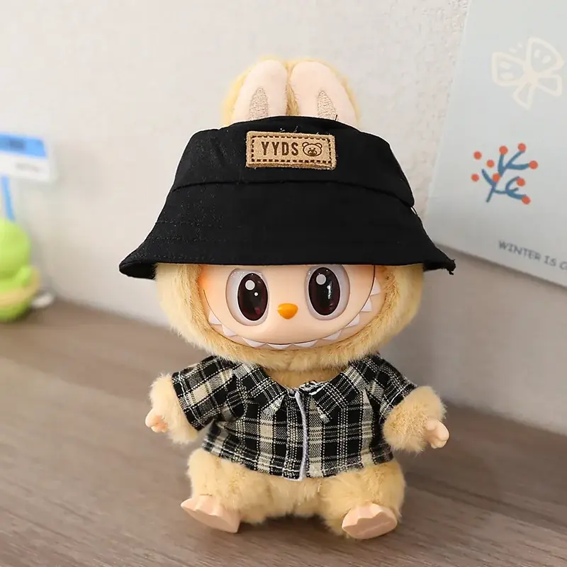 17cm Labubu doll outfit set featuring a bucket hat