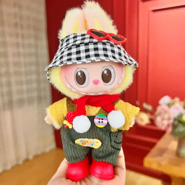 17cm Labubu doll outfit set includes miniature food accessory