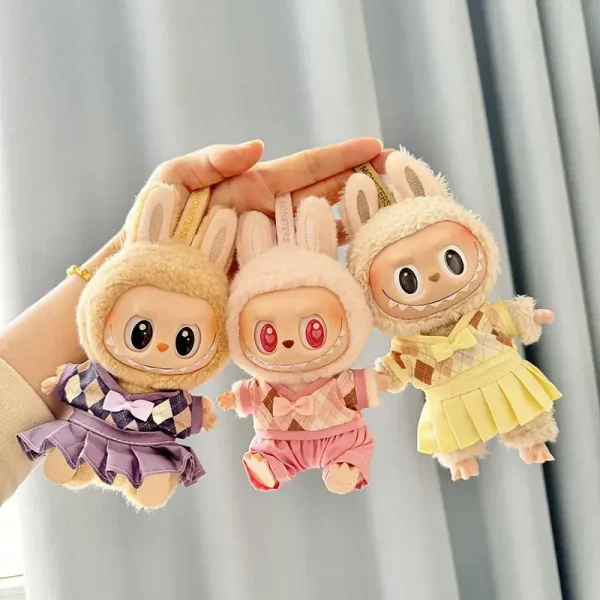 17cm Labubu doll outfit soft plush bunny ear hood
