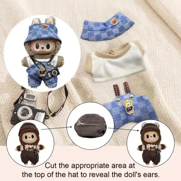 17cm Labubu doll photographer outfit set with miniature camera