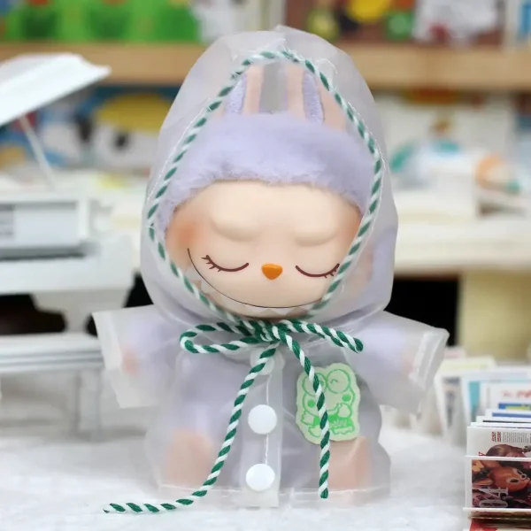17cm Labubu doll raincoat outfit featuring button closure