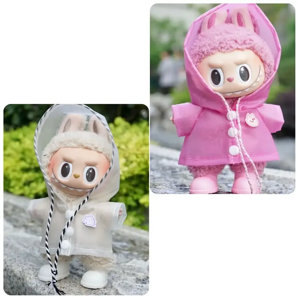 17cm Labubu doll raincoat outfit set in multiple colors