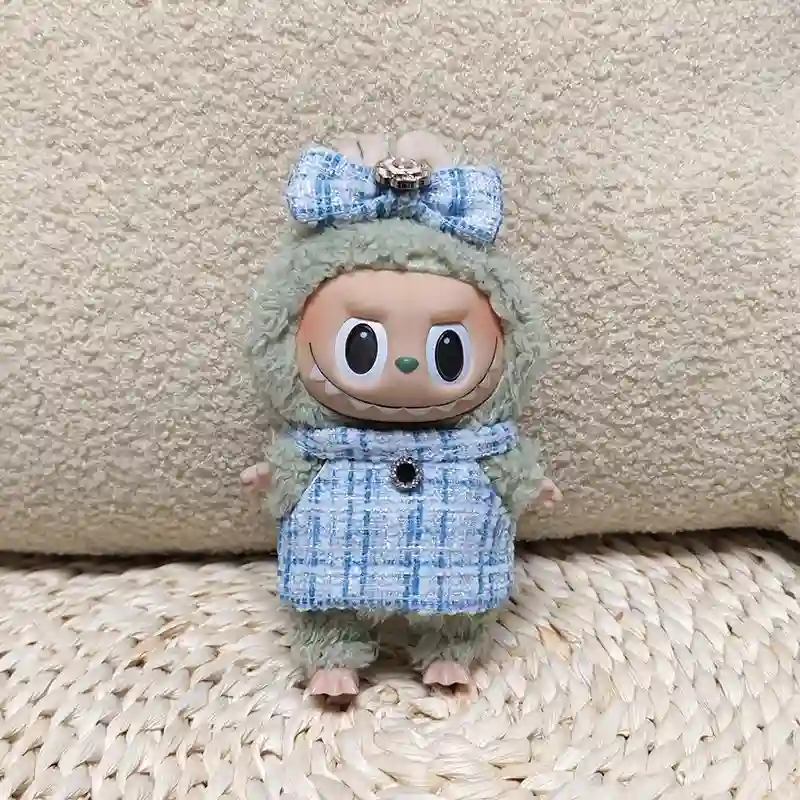 17cm Labubu doll sitting party game clothes and accessories