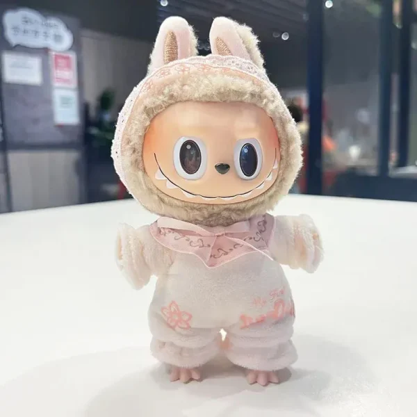 17cm Labubu doll summer bunny costume outfit set