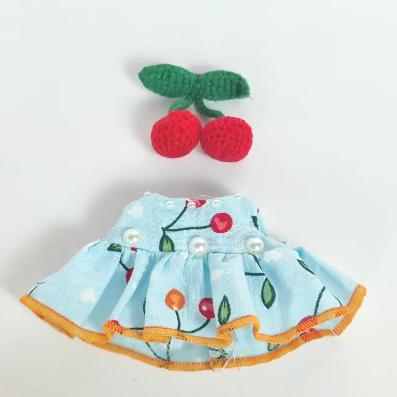 17cm Labubu doll summer cherry dress outfit