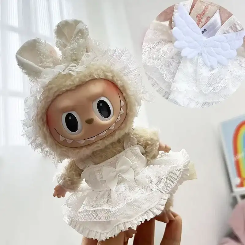 17cm Labubu doll summer clothing bunny outfit set