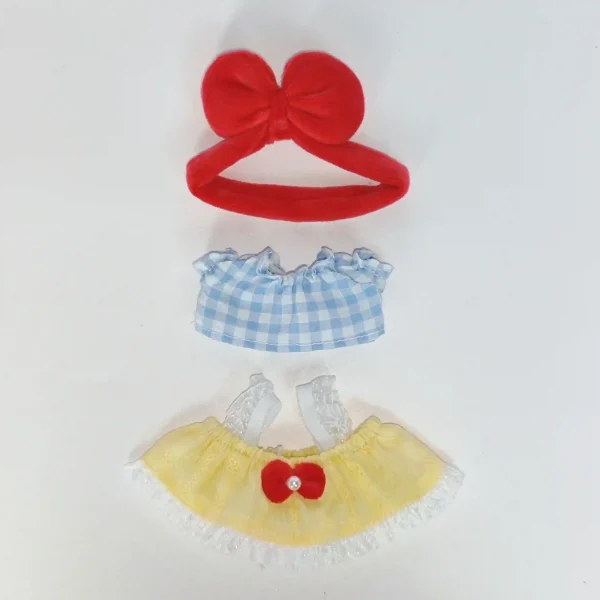 17cm Labubu doll summer dress pearl hem accents