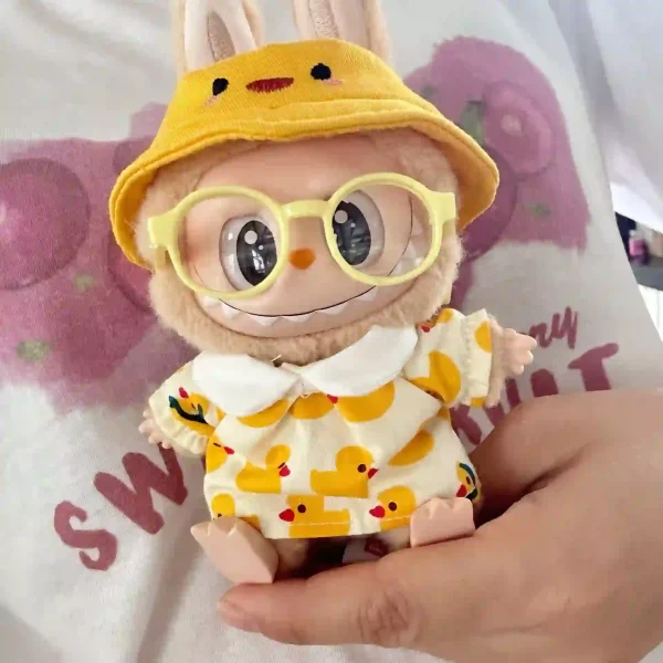 17cm Labubu duckling costume dress hat glasses complete set